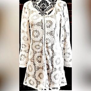 Speechless Ivory White Lace Midi Dress 3/4 Sleeve NWOT